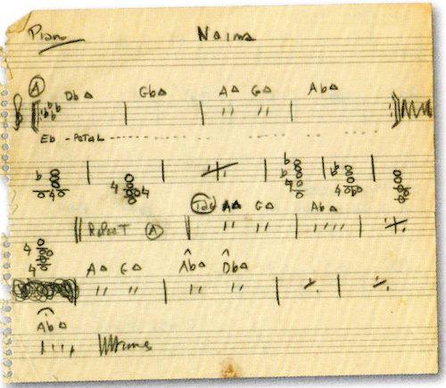 John Coltrane’s “Naima” Original Manuscript